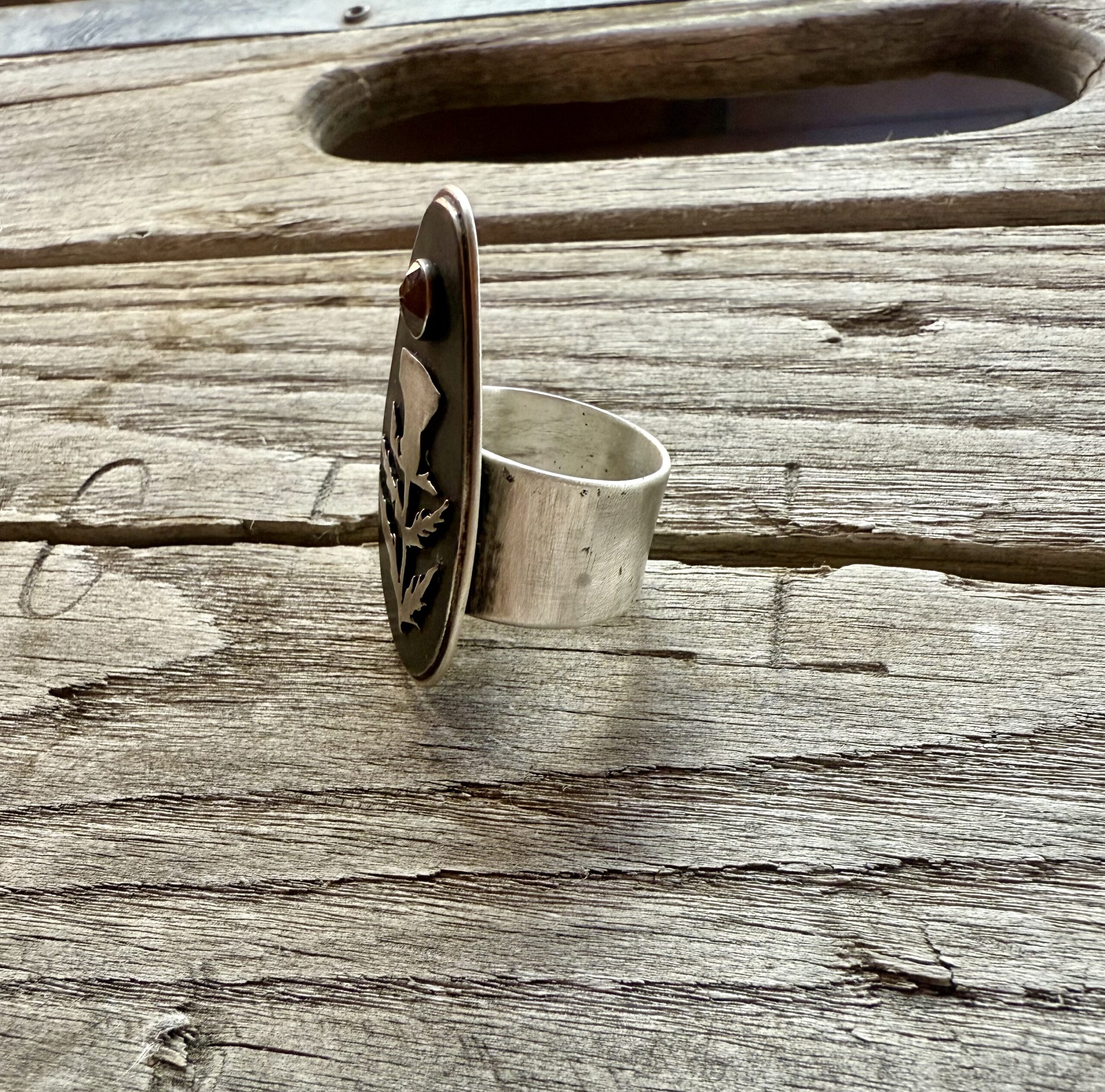 Rustic Diamond Thistle Ring 7 - Image 5
