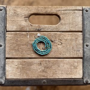 3mm Kingman Turquoise + Sapphire Hand Knotted Necklace 18"