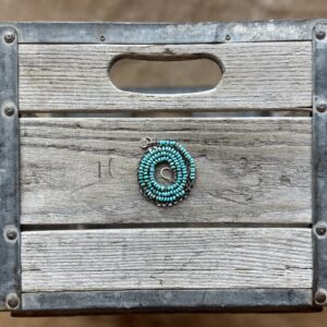 3mm Kingman Turquoise + Sapphire + Sterling Silver Disk Hand Knotted Necklace 24"