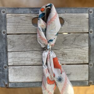 Turquoise Fox & Fern Silver Saddle Ring - size 8