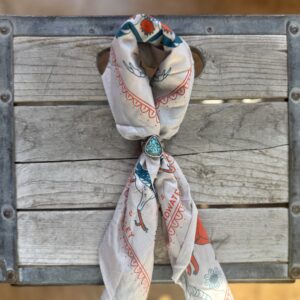 Turquoise Floral Husk Silver Ring - size 8