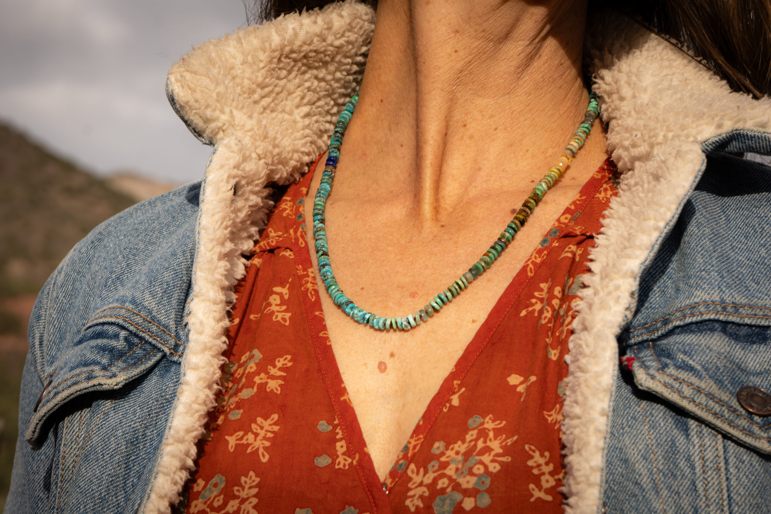 5mm Ombre Turquoise + Sapphire + Fire Opal + Lapis + Chrysoprase Hand Knotted Necklace - 20" - Image 2