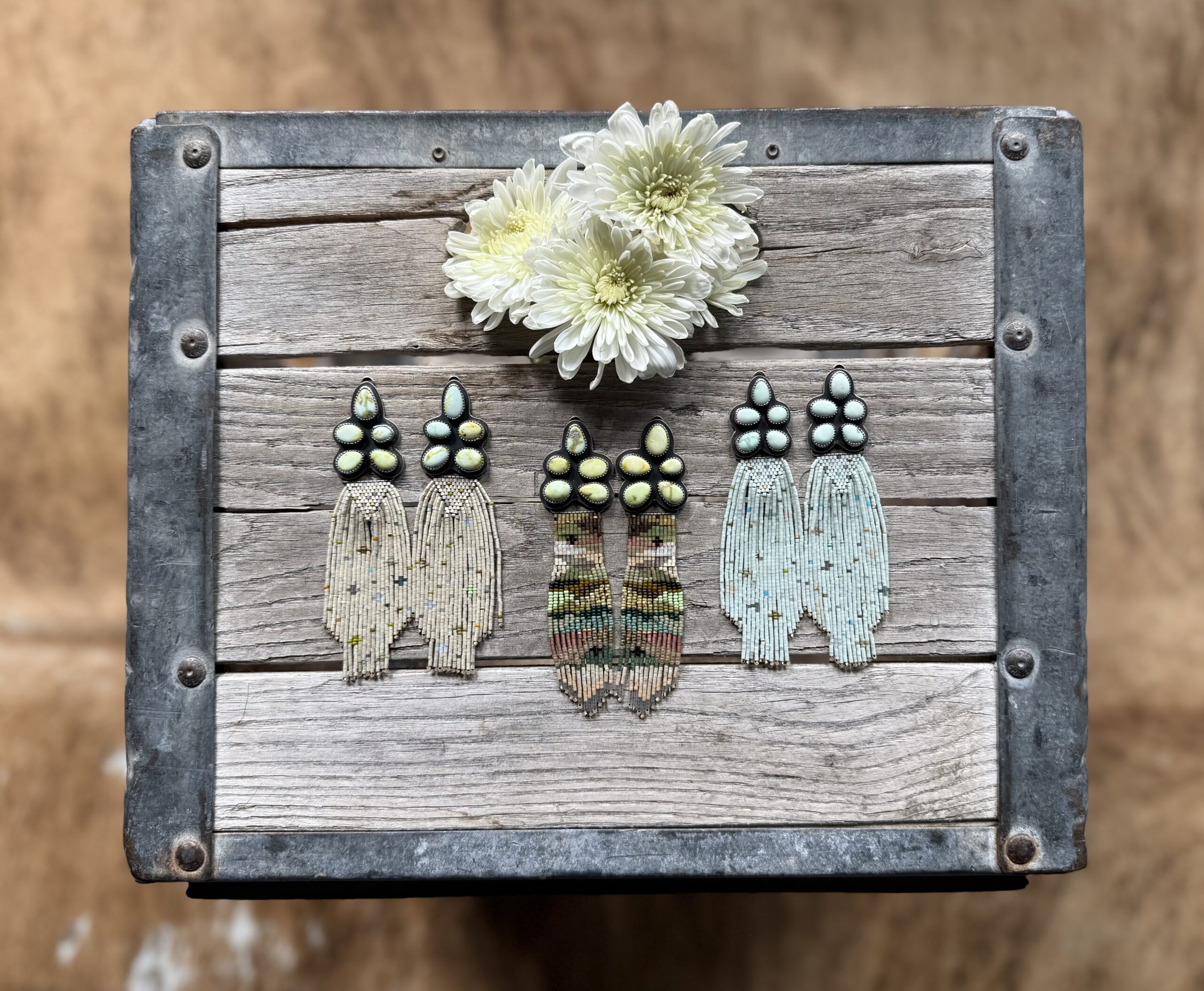 Paloma Falcons - Light Minty Green Fringe ( ear wires) - Image 8