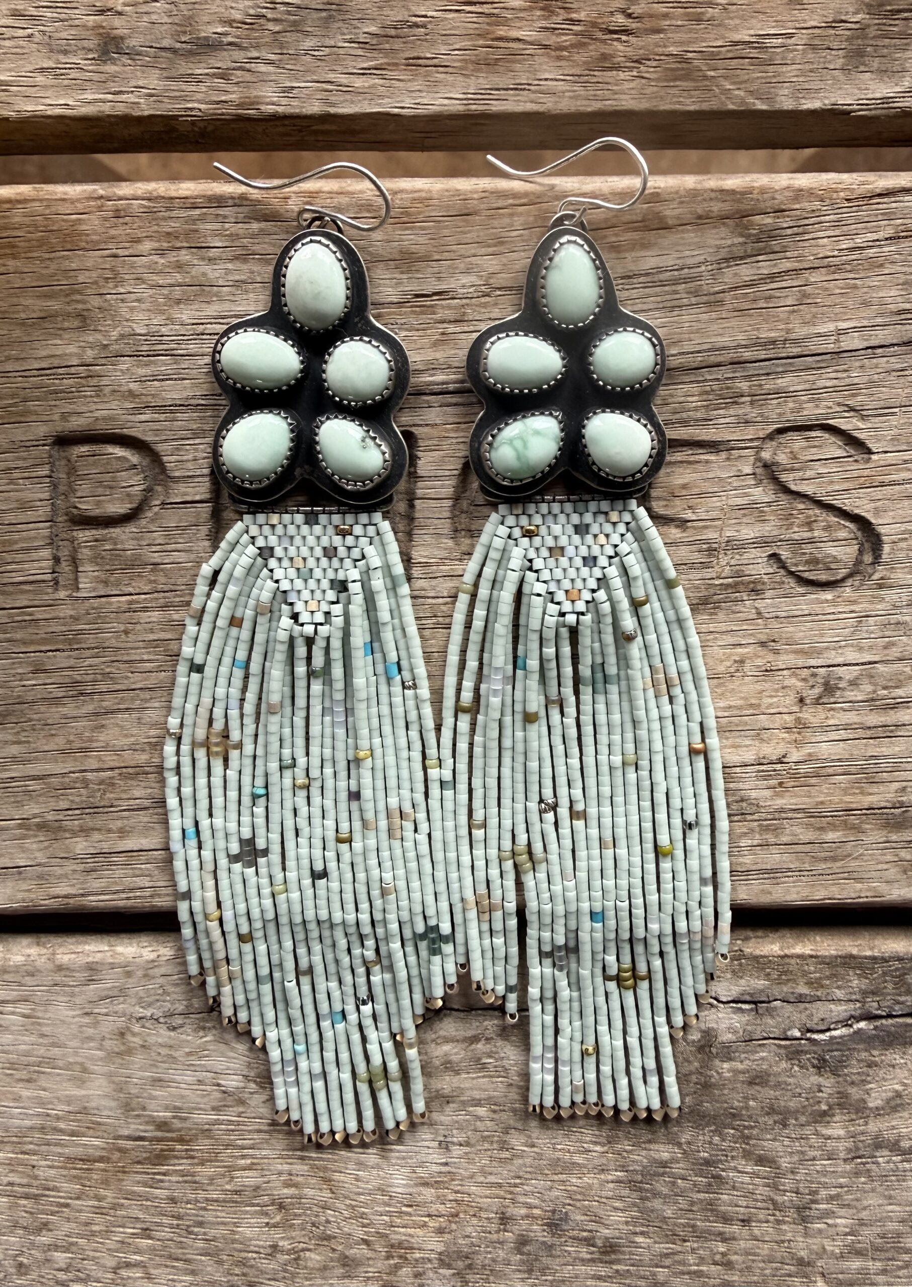 Paloma Falcons - Light Minty Green Fringe ( ear wires) - Image 5