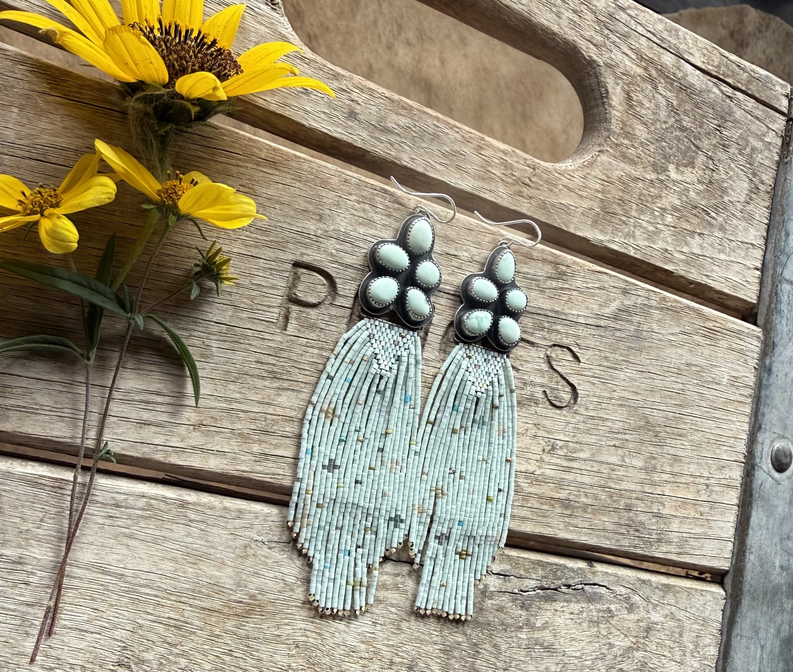 Paloma Falcons - Light Minty Green Fringe ( ear wires) - Image 6