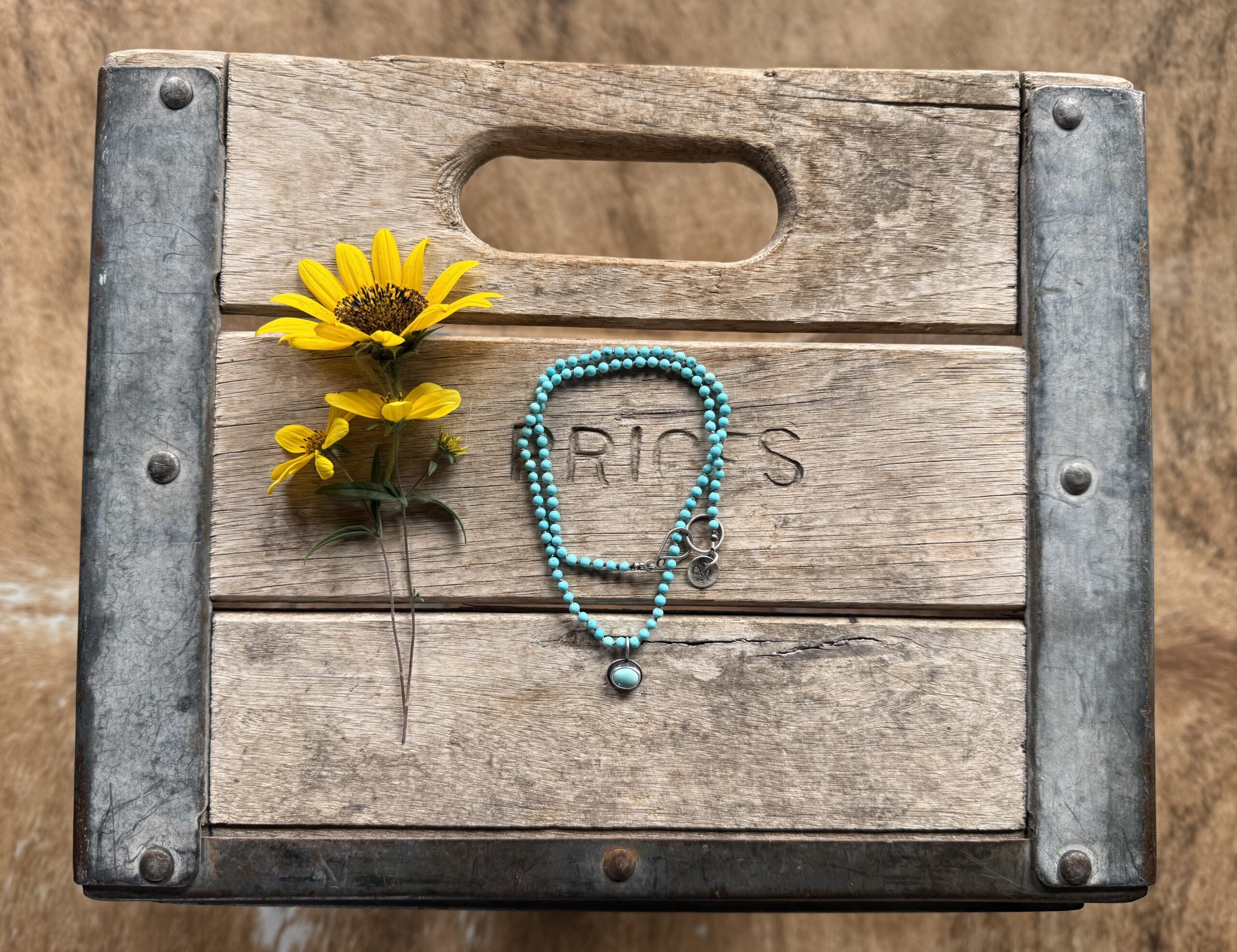 2-3mm Turquoise silk knotted necklace with a Turquoise pendant- 18"
