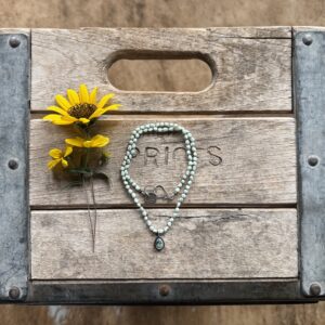 4mm Paloma silk knotted necklace with a New Lander Turquoise pendant- 18.5"
