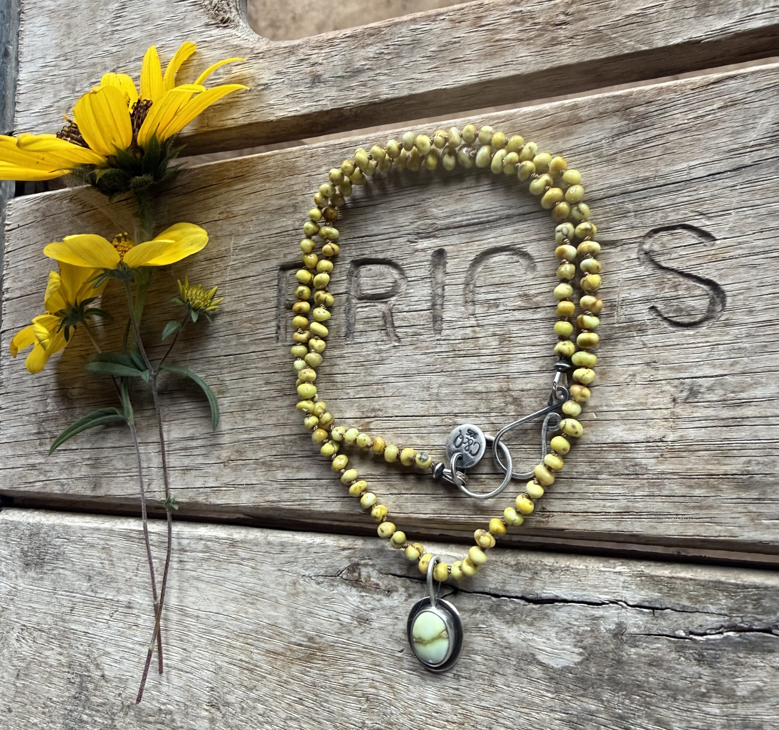 4mm Palomino silk knotted necklace with a Palomino pendant- 17" - Image 4