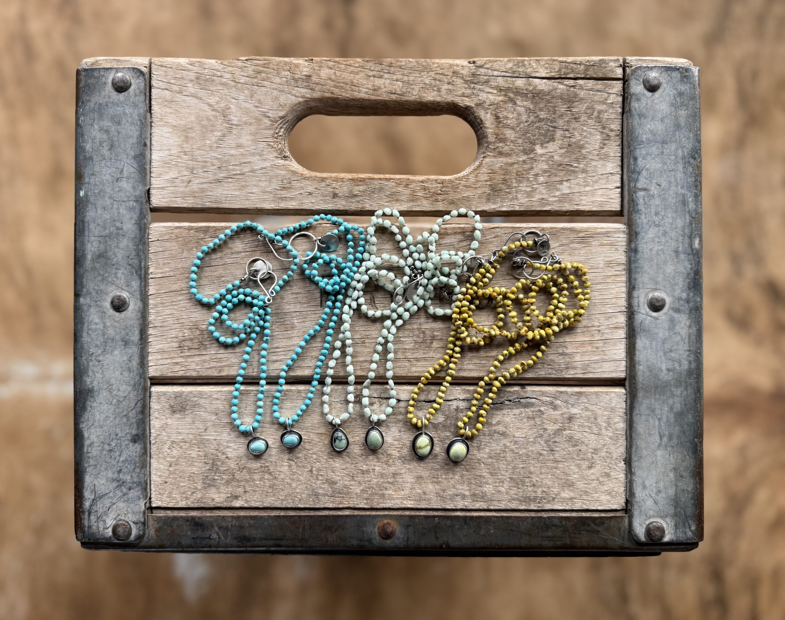 2-3mm Turquoise silk knotted necklace with a Turquoise pendant- 18" - Image 5