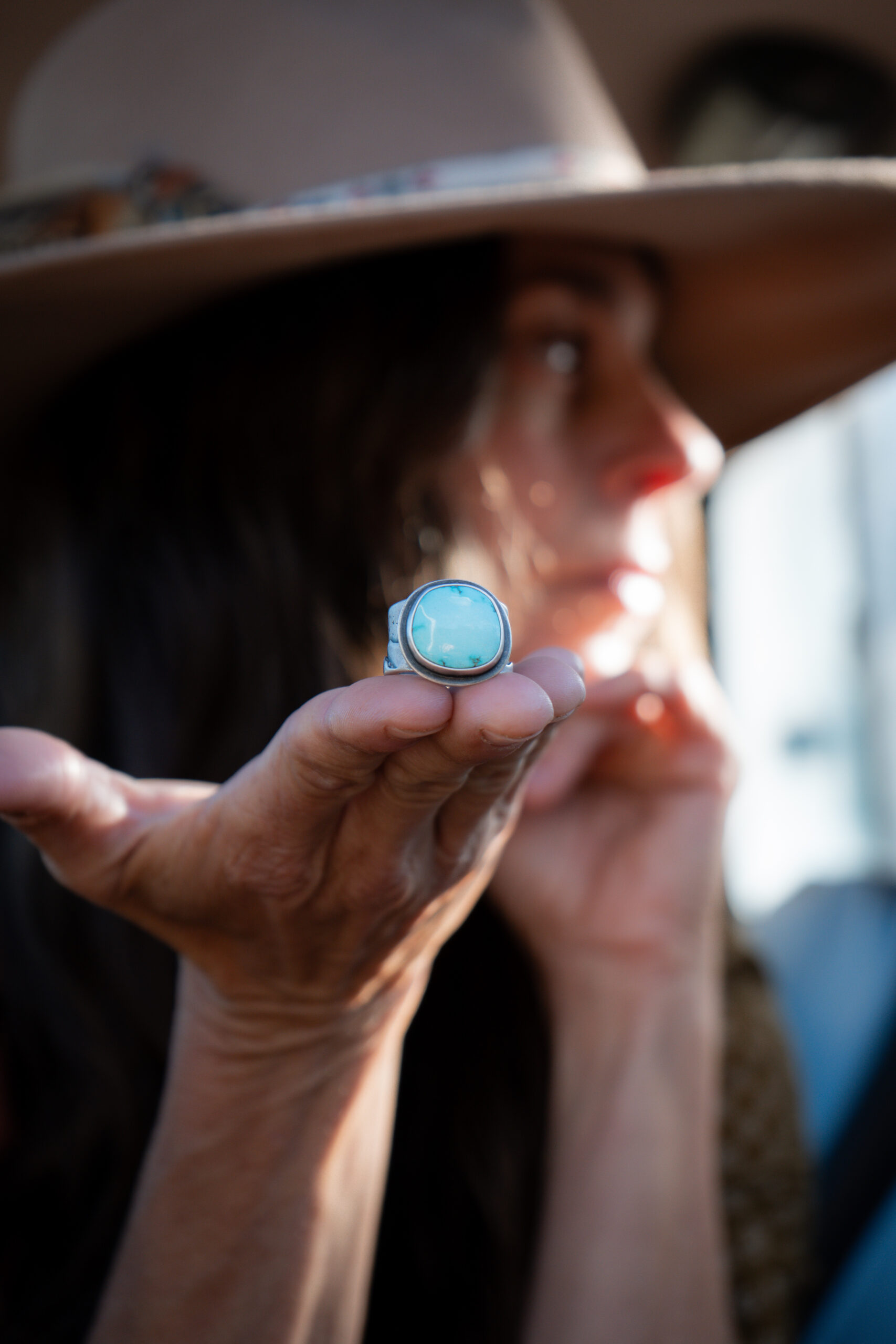 Lone Mountain Turquoise Silver Ring with a Mountain Star Band - size 8 - Image 2